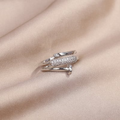 Coreea de noi bijuterii de modă rafinat inel cu zircon AAA placat cu aur real de 14K. Deschidere elegantă pentru femei, cadou de nuntă ajustabil