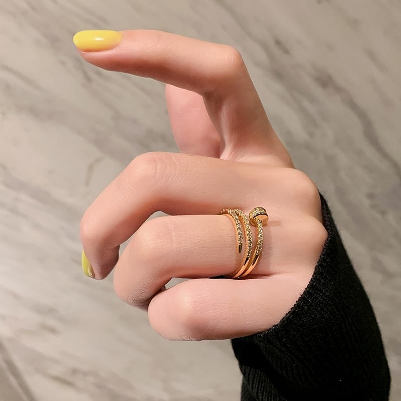 Coreea de noi bijuterii de modă rafinat inel cu zircon AAA placat cu aur real de 14K. Deschidere elegantă pentru femei, cadou de nuntă ajustabil