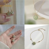 XIYANIKE, culoare argintie, 2021, nou rotund, seturi de bijuterii aurii din jad hetian pentru femei, cadou de nuntă elegant francez VE+VN+VB