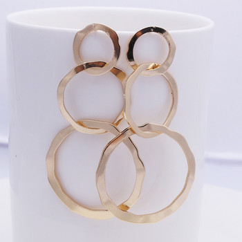Нови кухи обеци с кръгли кръгове Творчески модни бижута Brincos Модни геометрични метални обеци в пънк стил за дамски бижута