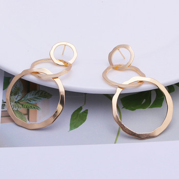 Νέα σκουλαρίκια σε κοίλο στρογγυλό κύκλο Δημιουργικά κοσμήματα μόδας Brincos μοντέρνα γεωμετρικά μεταλλικά σκουλαρίκια σε στυλ Punk Γυναικεία κοσμήματα