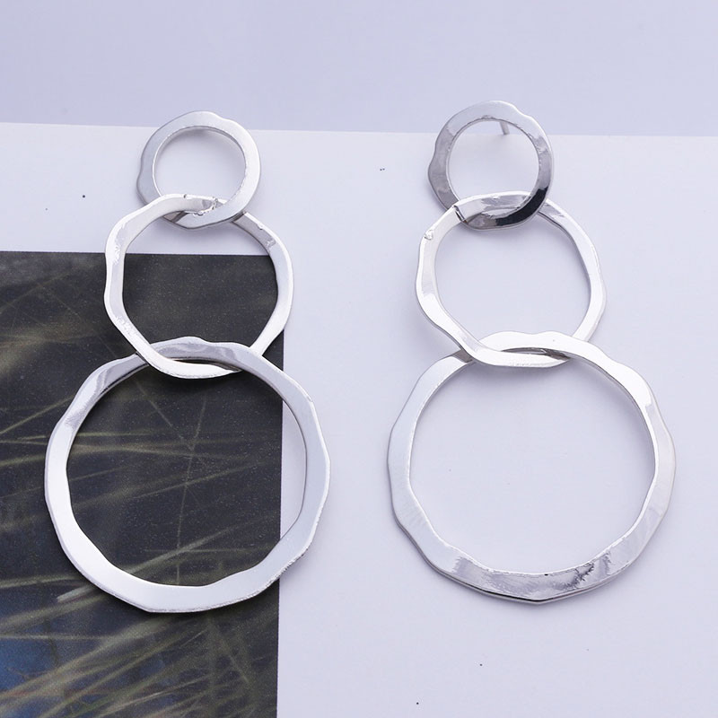 Noi cercei cu cerc rotund, bijuterii creative de modă Brincos, cercei geometrici din metal în stil punk la modă, pentru femei, bijuterii