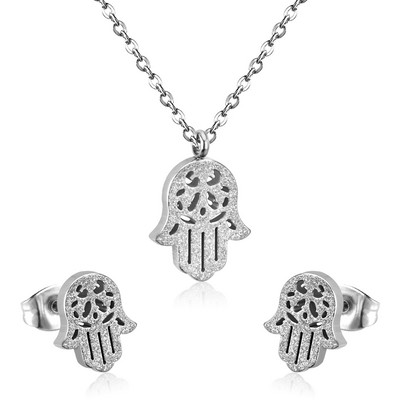 LUXUKISSKIDS Seturi de bijuterii pisici animale Colier de mână Hamsa din oțel inoxidabil 316L pentru femei/fete Dubai Seturi de bijuterii africane indiene