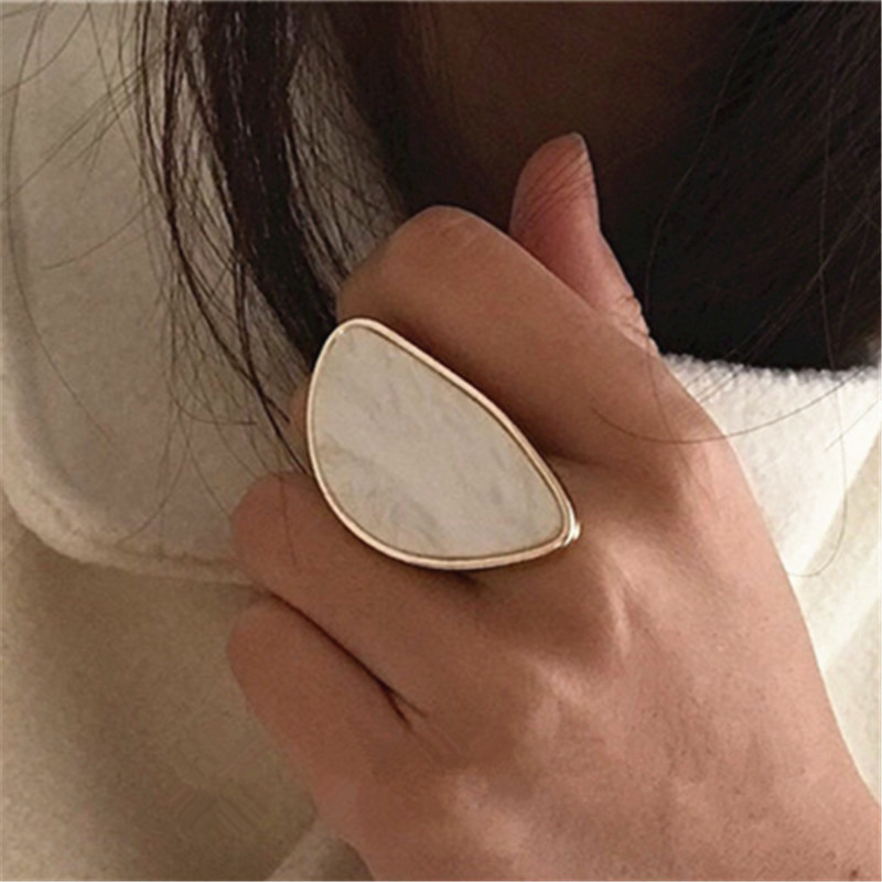 FNIO Fashion Inele pentru femeie Placă de acetat Inelul reglabil Oval rășină acrilică Inele cu geometrie Veritele geometrice la modă Inel