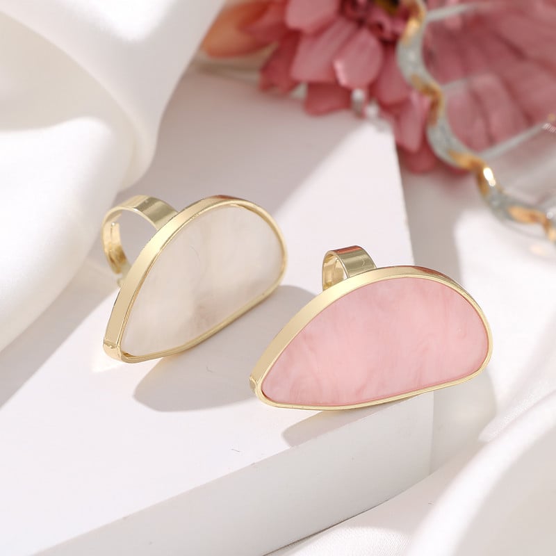 FNIO Fashion Inele pentru femeie Placă de acetat Inelul reglabil Oval rășină acrilică Inele cu geometrie Veritele geometrice la modă Inel