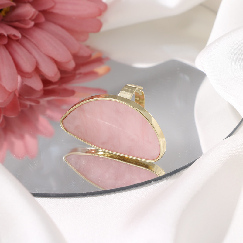 FNIO Fashion Inele pentru femeie Placă de acetat Inelul reglabil Oval rășină acrilică Inele cu geometrie Veritele geometrice la modă Inel