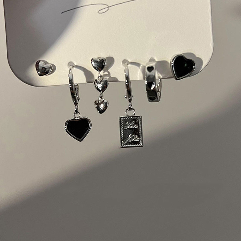 Set de cercei cu inimă de dragoste cu lanț de ciucuri din metal vintage Cercei neregulați cu cireșe geometrice pentru femei, cadouri, bijuterii