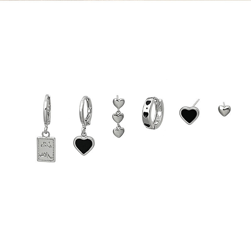 Set de cercei cu inimă de dragoste cu lanț de ciucuri din metal vintage Cercei neregulați cu cireșe geometrice pentru femei, cadouri, bijuterii