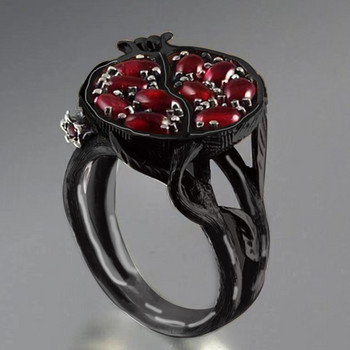 2021 Vintage Φρούτα Φρέσκο Κόκκινο Γρανάτη Δαχτυλίδι για Γυναικεία Ρητίνη Πέτρα Ρόδι Κοσμήματα Αρχαία Επετειακή Δαχτυλίδι