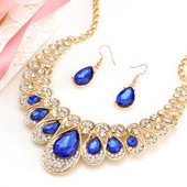 Moda de culoare auriu picătură de apă pandantiv chocker colier cercei nunta mireasa cristal piatra bijuterii seturi