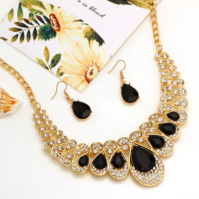 Moda de culoare auriu picătură de apă pandantiv chocker colier cercei nunta mireasa cristal piatra bijuterii seturi