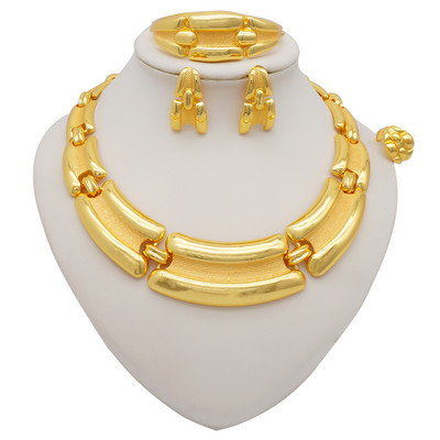 Seturi de bijuterii de culoare aurie pentru femei Colier Cercei Dubai African Indian Mireasa Accesorii flori Seturi de bijuterii Colier
