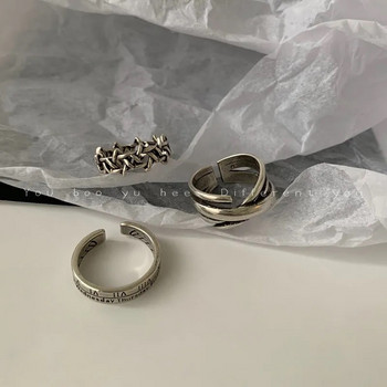 Комплекти пръстени с възможност за промяна на размера за жени Естетичен гръндж ретро отворен пръстен за момичета Моден пръстен за опашка за мъже Регулируем пръстен за двойка