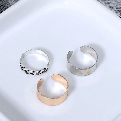 Žiedų rinkiniai keičiamo dydžio moterims Aesthatic Grunge Vintage atviras žiedas Gilrs Fashion Tail žiedas vyrams Reguliuojamas žiedas porai