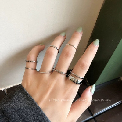 Žiedų rinkiniai keičiamo dydžio moterims Aesthatic Grunge Vintage atviras žiedas Gilrs Fashion Tail žiedas vyrams Reguliuojamas žiedas porai