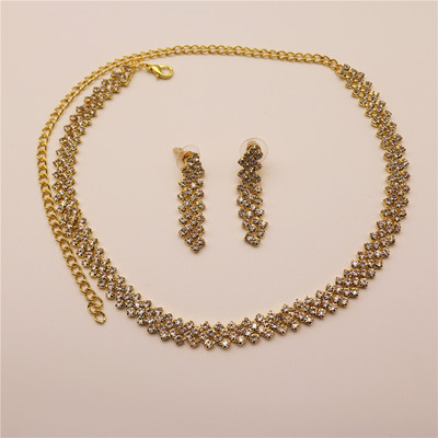 Nova modna ženska ogrlica, naušnice, set naušnica od legure, vještački dijamant, vjenčanica, viseće naušnice, ogrlice, nakit, dodaci