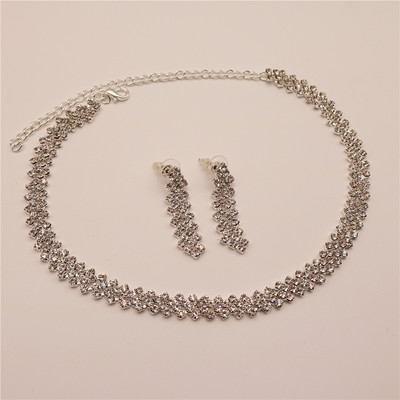 Nova modna ženska ogrlica, naušnice, set naušnica od legure, vještački dijamant, vjenčanica, viseće naušnice, ogrlice, nakit, dodaci