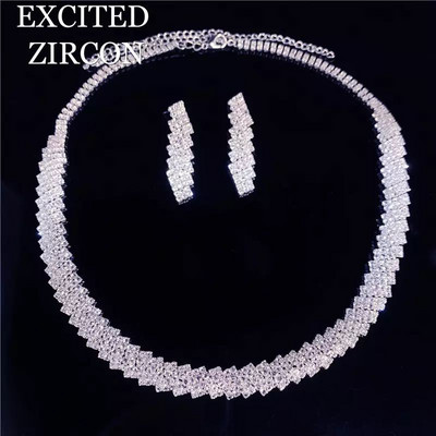 Nova modna ženska ogrlica, naušnice, set naušnica od legure, vještački dijamant, vjenčanica, viseće naušnice, ogrlice, nakit, dodaci