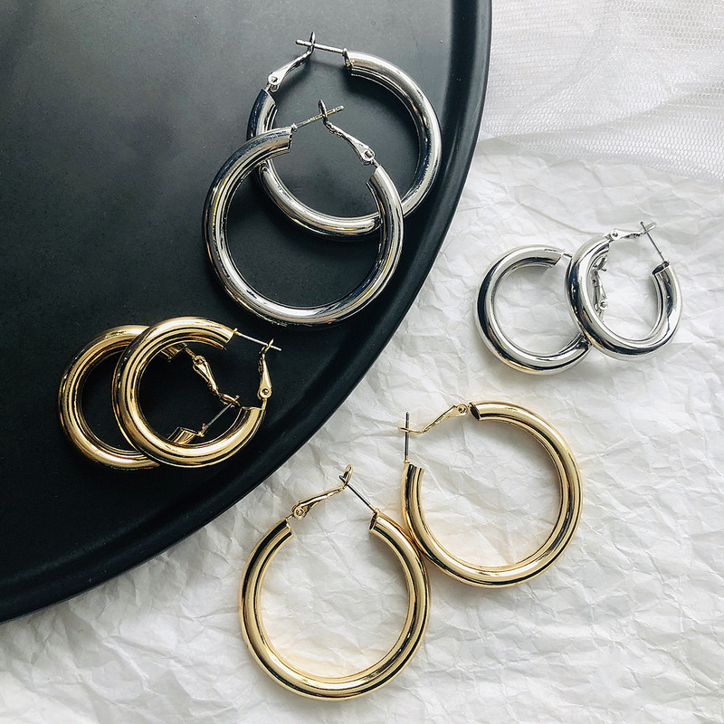 AENSOA modne velike naušnice u zlatnoj boji za žene, široke, velike metalne okrugle kružne naušnice, istaknute naušnice, vintage nakit, poklon