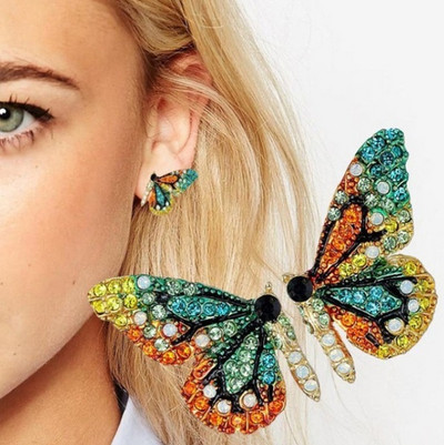 Delysia King Cristal colorat Fluture Ureche Stud Femei Trendy Dream Elegant Temperament Cercei Stud