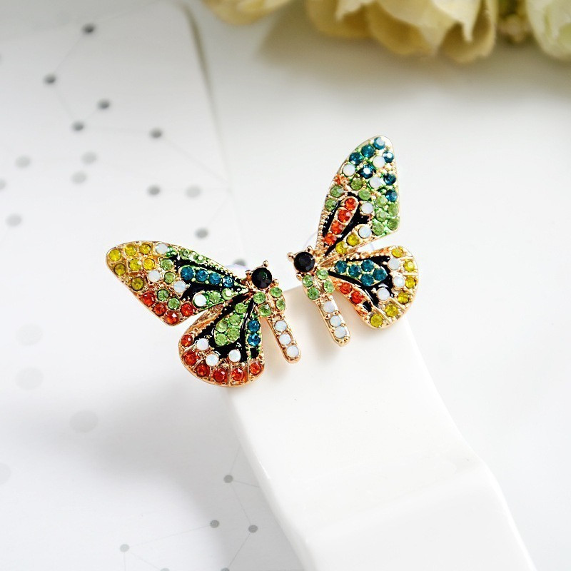 Delysia King Cristal colorat Fluture Ureche Stud Femei Trendy Dream Elegant Temperament Cercei Stud