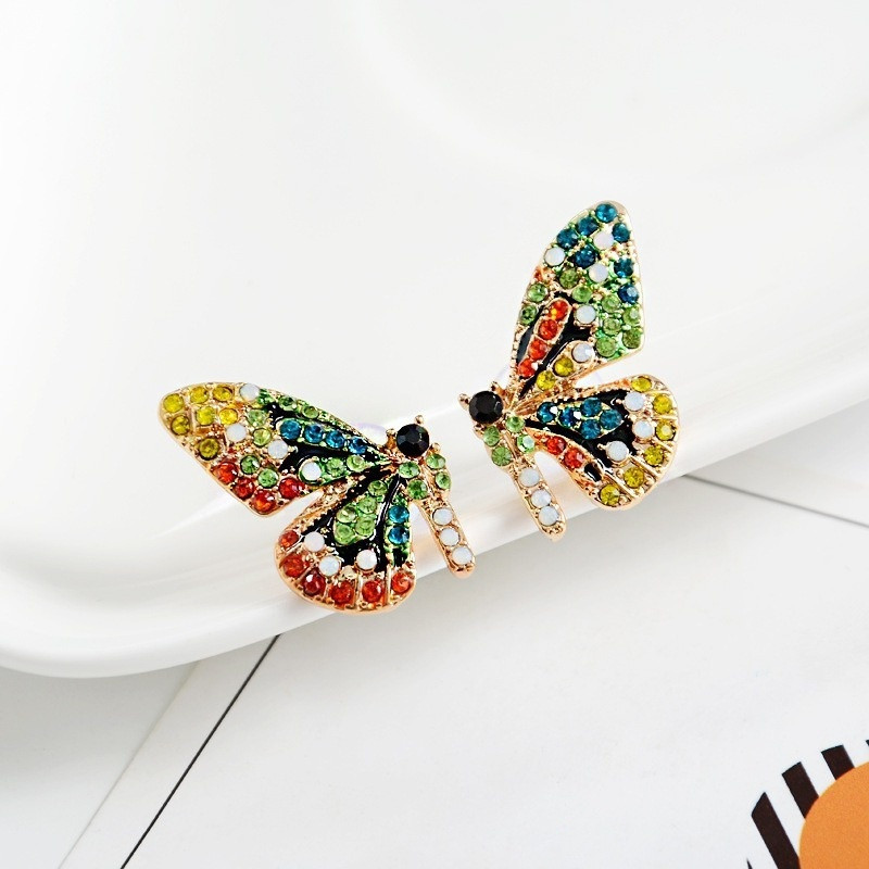 Delysia King Cristal colorat Fluture Ureche Stud Femei Trendy Dream Elegant Temperament Cercei Stud