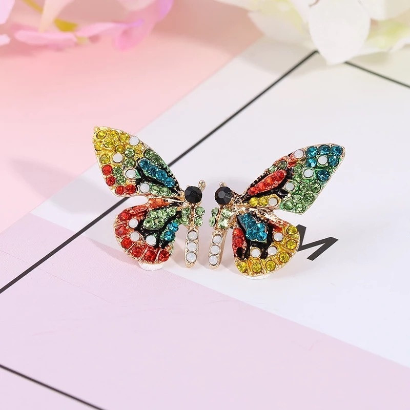 Delysia King Cristal colorat Fluture Ureche Stud Femei Trendy Dream Elegant Temperament Cercei Stud
