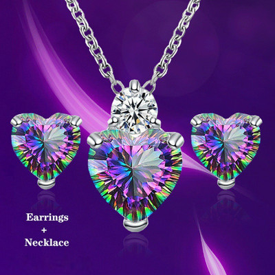 Set de colier pentru cercei de modă pentru doamne, vintage, lanț de claviculă, pandantiv de cristal, artizanat rafinat, bijuterii de cristal, cadou de nuntă