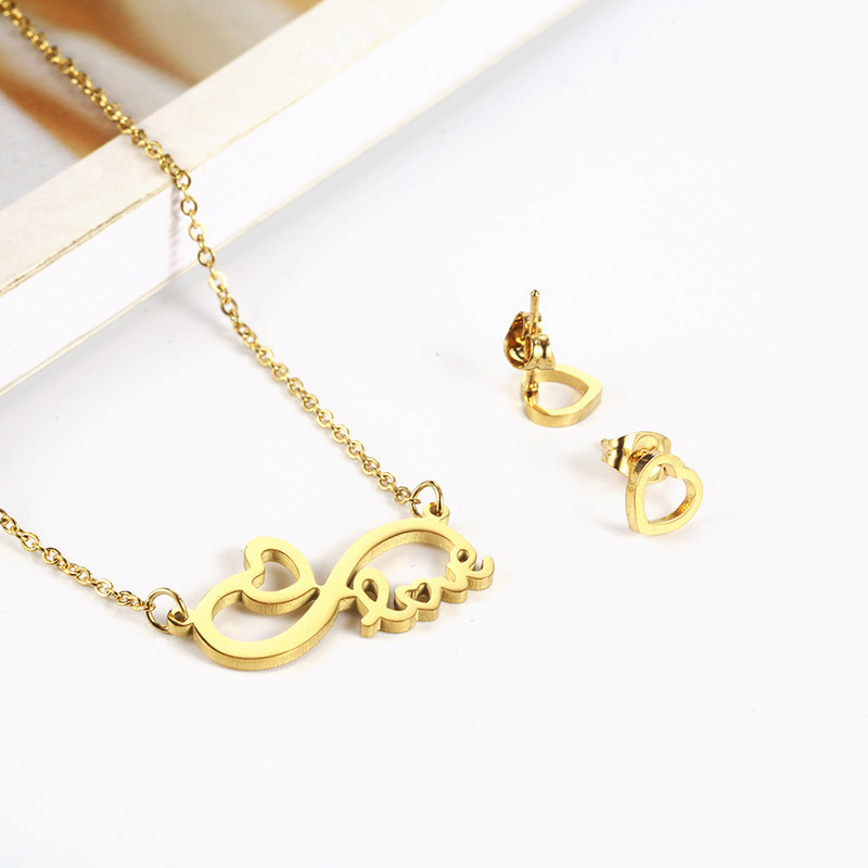 XUANHUA rozsdamentes acél ékszerkészlet női Vogue 2019 végtelen nyaklánc fülbevaló szett nagykereskedelme Tömeges ékszerkiegészítők