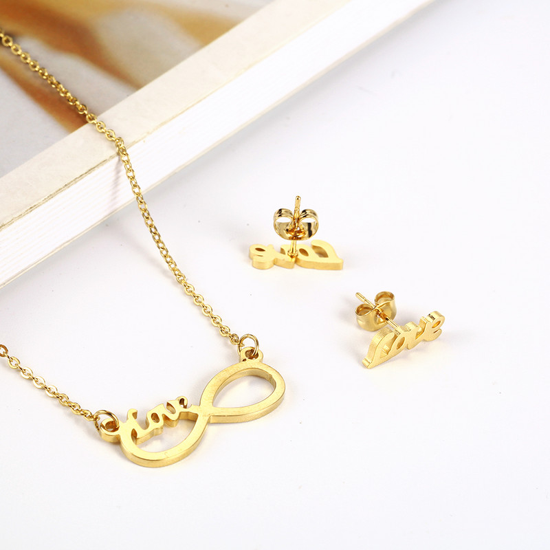 XUANHUA rozsdamentes acél ékszerkészlet női Vogue 2019 végtelen nyaklánc fülbevaló szett nagykereskedelme Tömeges ékszerkiegészítők