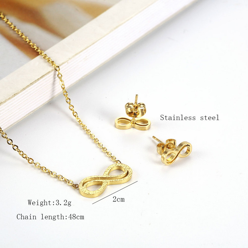 XUANHUA rozsdamentes acél ékszerkészlet női Vogue 2019 végtelen nyaklánc fülbevaló szett nagykereskedelme Tömeges ékszerkiegészítők