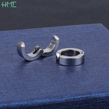 1Pc Simple No Piercing Earrings Titanium Steel Clip-on Fake σκουλαρίκι στρογγυλό κλιπ αυτιού για γυναίκες Ανδρικά πανκ πάρτι μόδας Σέξι κοσμήματα