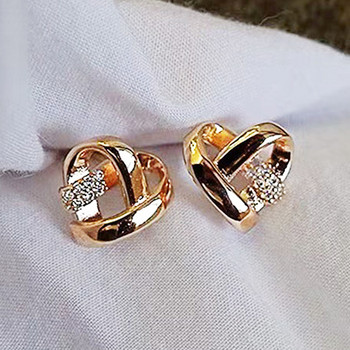 Huitan Eternity Love Earrings Ear Stud Piercing Ασημί χρώμα/χρυσό χρώμα Μόδα σκουλαρίκια καρδιά για γυναίκες Κομψά κοσμήματα γάμου