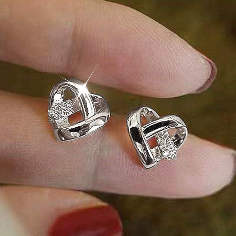Cercei Huitan Eternity Love Piercing pentru ureche, culoare argintie/culoare aurie, cercei cu inimă de modă pentru femei, bijuterii de nuntă șic
