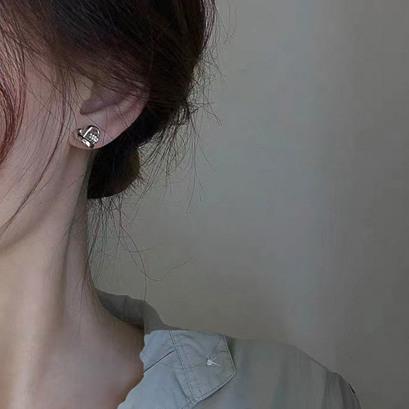 Cercei Huitan Eternity Love Piercing pentru ureche, culoare argintie/culoare aurie, cercei cu inimă de modă pentru femei, bijuterii de nuntă șic