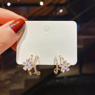 Κορεάτικο στιλ Κρυστάλλινα λουλούδια απομίμηση μαργαριταρένιου σκουλαρίκια για γυναίκες κορίτσια Σκουλαρίκια λουλουδιών Sweet Statement Δώρα κοσμήματα