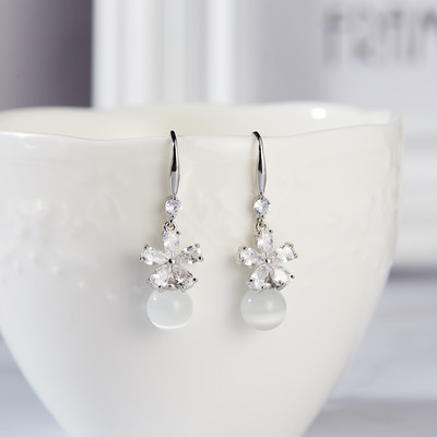 Κορεάτικο στιλ Κρυστάλλινα λουλούδια απομίμηση μαργαριταρένιου σκουλαρίκια για γυναίκες κορίτσια Σκουλαρίκια λουλουδιών Sweet Statement Δώρα κοσμήματα