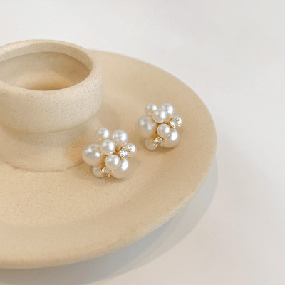 Κορεάτικο στιλ Κρυστάλλινα λουλούδια απομίμηση μαργαριταρένιου σκουλαρίκια για γυναίκες κορίτσια Σκουλαρίκια λουλουδιών Sweet Statement Δώρα κοσμήματα