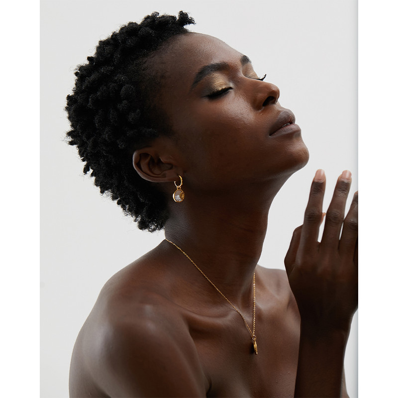 Yhpup Charm Natural Shell Star Moon kerek medál csepp rozsdamentes acél nyaklánc fülbevaló ékszer készlet női kiegészítők