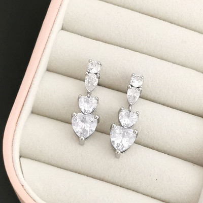 QMHJE Cristal Roz Piatra Inima Dragoste Cercei Bratara Inel Colier Choker pentru Femei Nunta Aur Argintiu Culoare Tenis Infinit