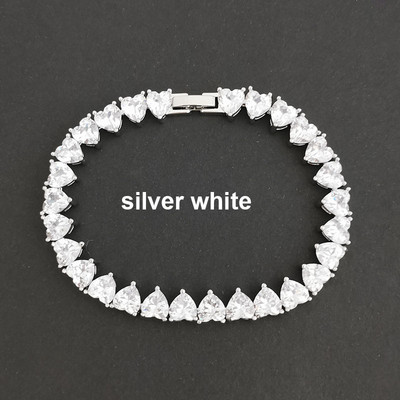 QMHJE Cristal Roz Piatra Inima Dragoste Cercei Bratara Inel Colier Choker pentru Femei Nunta Aur Argintiu Culoare Tenis Infinit