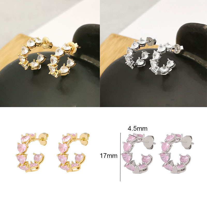 QMHJE Cristal Roz Piatra Inima Dragoste Cercei Bratara Inel Colier Choker pentru Femei Nunta Aur Argintiu Culoare Tenis Infinit