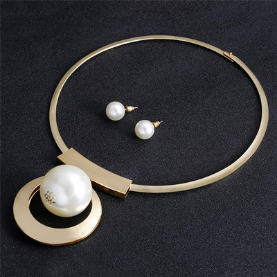 VIVILADY Bohemia gyöngyutánzat ékszerkészletek arany színű nagy gyöngyök nyaklánc nyaklánc fülbevaló afrikai nők esküvői parti ajándékok