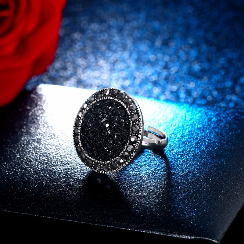 VKME Vintage Crystal Kerek Ékszer Női Báj nyaklánc Fülbevaló Szín Fekete Divatos Party Fülbevaló Ékszer Új érkezés