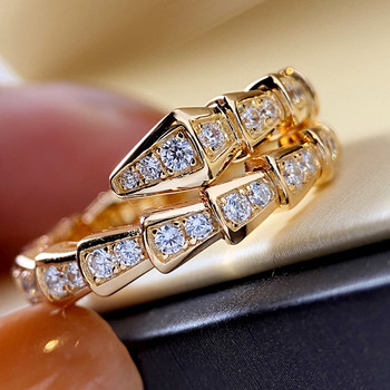 Златен, сребърен регулируем пръстен със змийски цвят с блестящ циркон за жени, сватбени годежни модни бижута