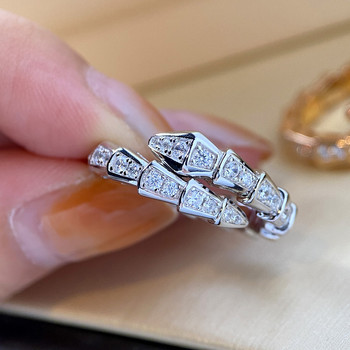 Χρυσό Ασημί Χρώμα Snake Ρυθμιζόμενο δαχτυλίδι με Bling Zircon Stone για Γυναικεία κοσμήματα αρραβώνων γάμου