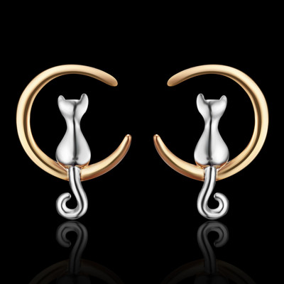 Εξαιρετική μόδα κρυστάλλινο σκουλαρίκι γάτα με καρφιά ασημί χρώμα Γυναικεία σκουλαρίκια μαργαρίτα γοτθικά αξεσουάρ Χαριτωμένο κορίτσι κοσμήματα για πάρτι γενεθλίων