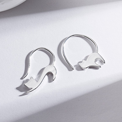 Εξαιρετική μόδα κρυστάλλινο σκουλαρίκι γάτα με καρφιά ασημί χρώμα Γυναικεία σκουλαρίκια μαργαρίτα γοτθικά αξεσουάρ Χαριτωμένο κορίτσι κοσμήματα για πάρτι γενεθλίων