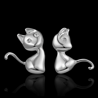 Εξαιρετική μόδα κρυστάλλινο σκουλαρίκι γάτα με καρφιά ασημί χρώμα Γυναικεία σκουλαρίκια μαργαρίτα γοτθικά αξεσουάρ Χαριτωμένο κορίτσι κοσμήματα για πάρτι γενεθλίων