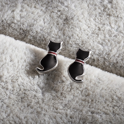 Εξαιρετική μόδα κρυστάλλινο σκουλαρίκι γάτα με καρφιά ασημί χρώμα Γυναικεία σκουλαρίκια μαργαρίτα γοτθικά αξεσουάρ Χαριτωμένο κορίτσι κοσμήματα για πάρτι γενεθλίων